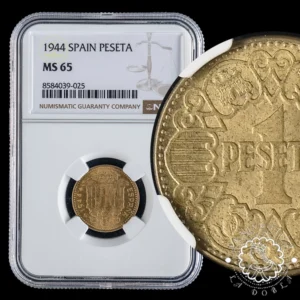 1944 - 1 PESETA - Franco - NGC MS65