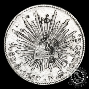 1859/7 - 8 REALES Resplandor - GUANAJUATO PF - Resellos Chinos - MBC