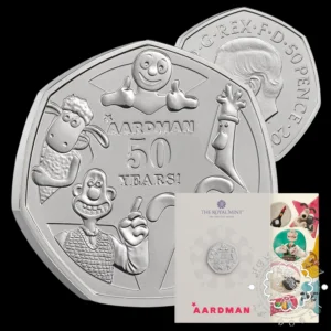 2026 – Cartera Oficial 50 PENCE – Coincard BU – REINO UNIDO (Aardman)